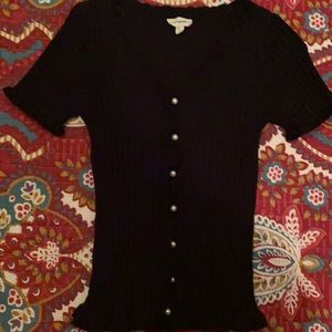 Black sweater top with beautiful buttons